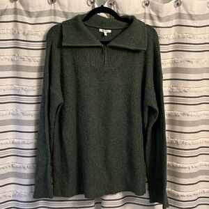 Women’s Green Sweater with quarter zip